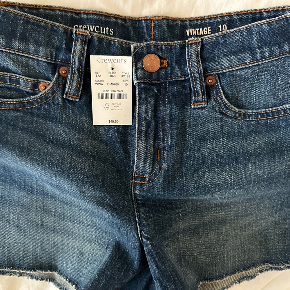 J.Crew Crewcuts Girl Denim Jean Shorts Size 10 Brand New with Tags